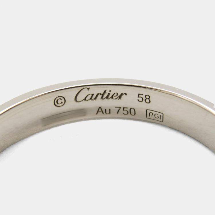 Pre Owned Cartier Love 18K White Gold Band Ring EU 58