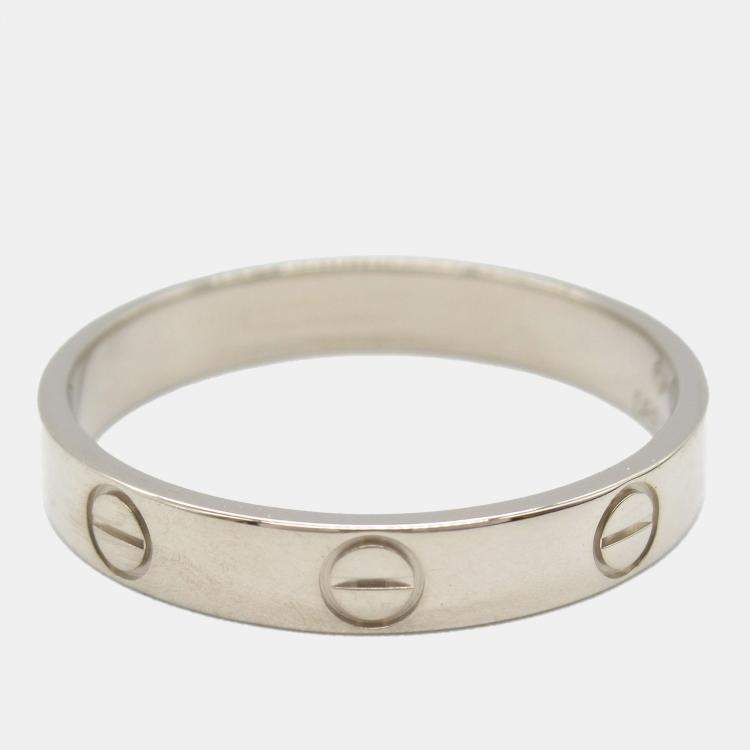 Pre Owned Cartier Love 18K White Gold Band Ring EU 58