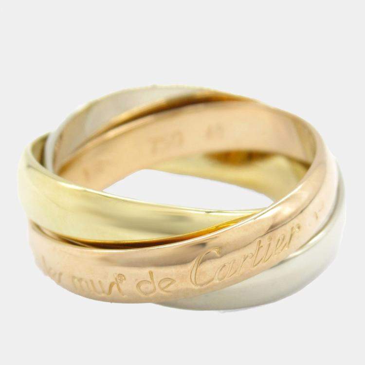 Pre Owned Cartier Trinity 18K Yellow, Rose, White Gold Ring EU 48