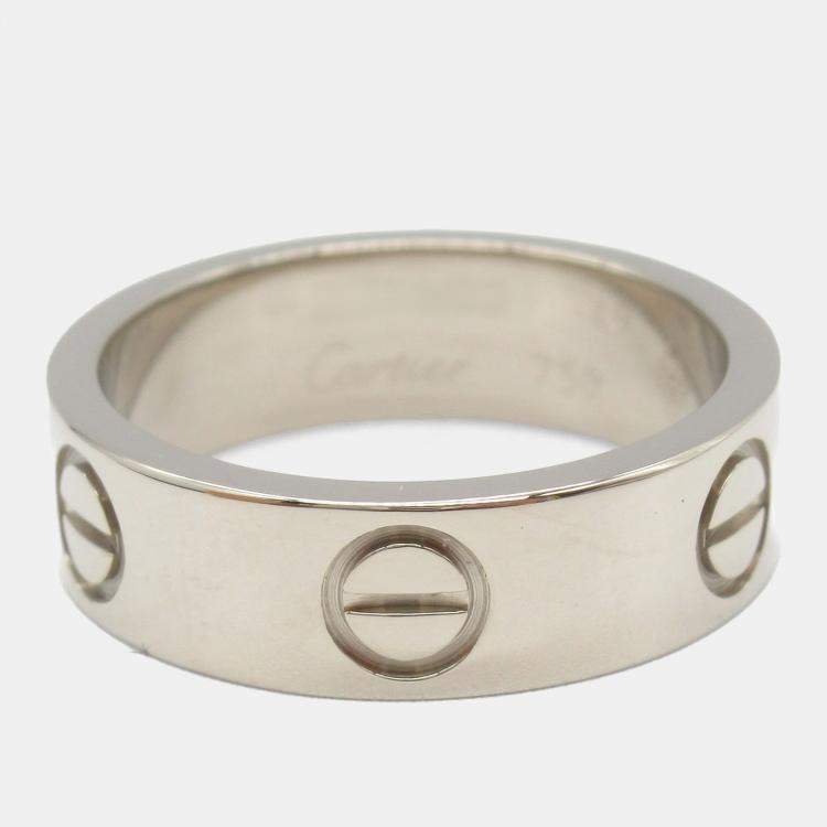 Pre Owned Cartier Love 18K White Gold Band Ring EU 49