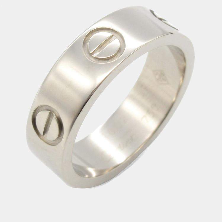 Pre Owned Cartier Love 18K White Gold Band Ring EU 49