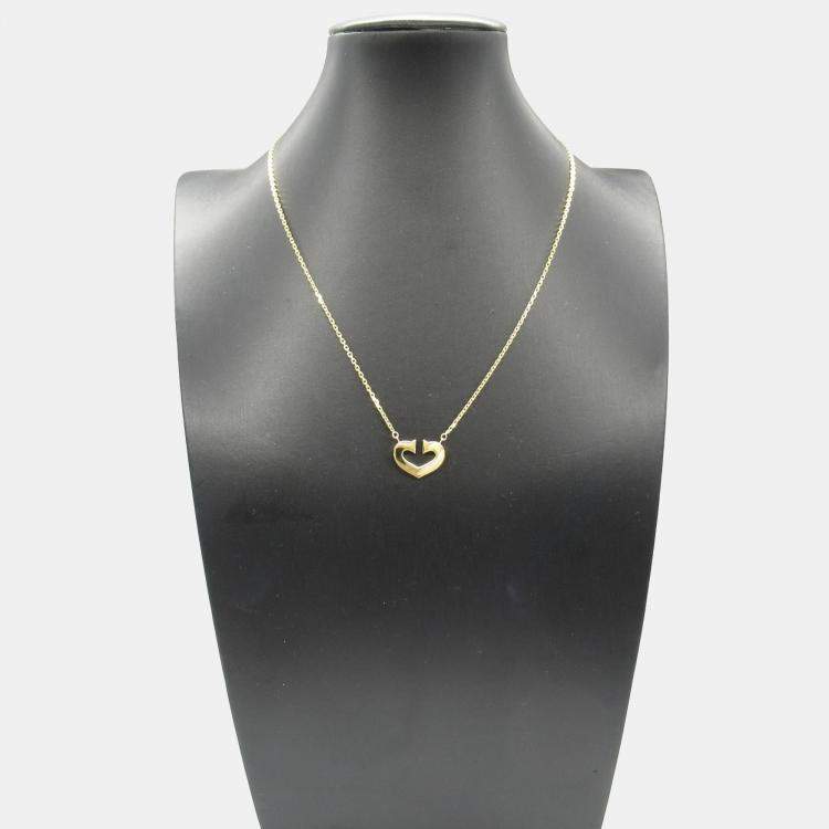 Pre Owned Cartier C De Cartier Heart 18K Yellow Gold Pendant Necklace