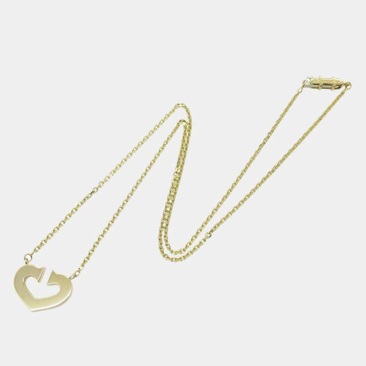 Pre Owned Cartier C De Cartier Heart 18K Yellow Gold Pendant Necklace
