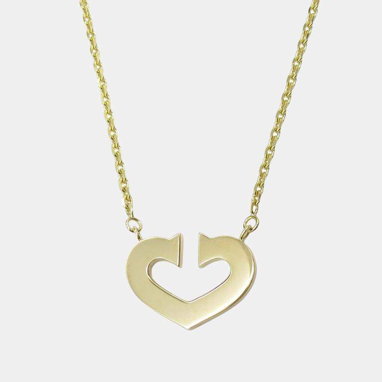 Pre Owned Cartier C De Cartier Heart 18K Yellow Gold Pendant Necklace