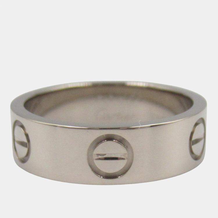 Pre Owned Cartier Love 18K White Gold Band Ring EU 51