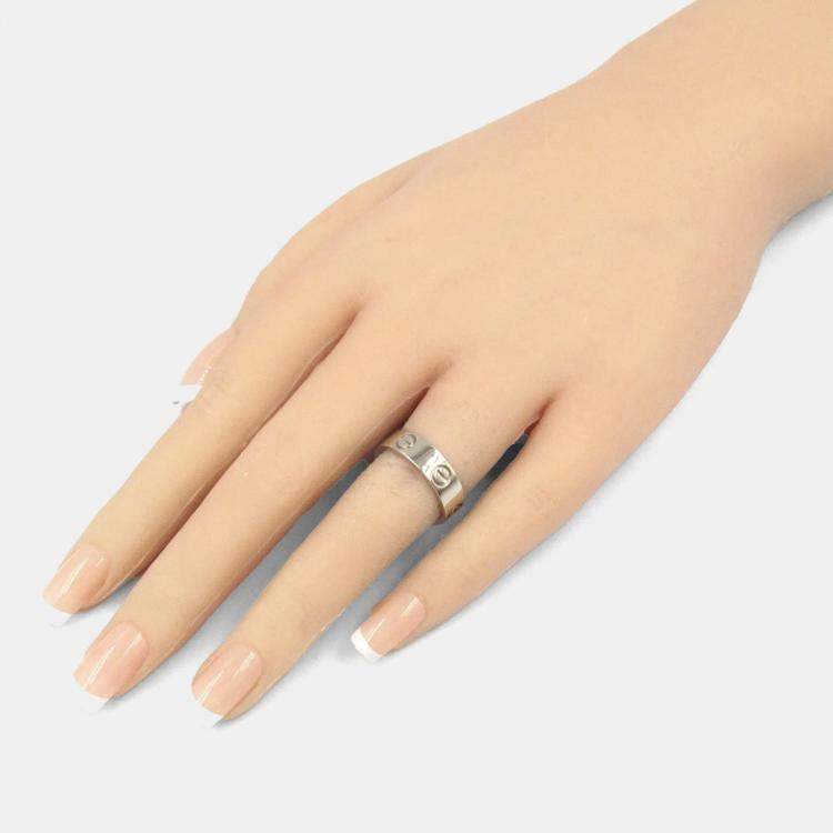 Pre Owned Cartier Love 18K White Gold Band Ring EU 51