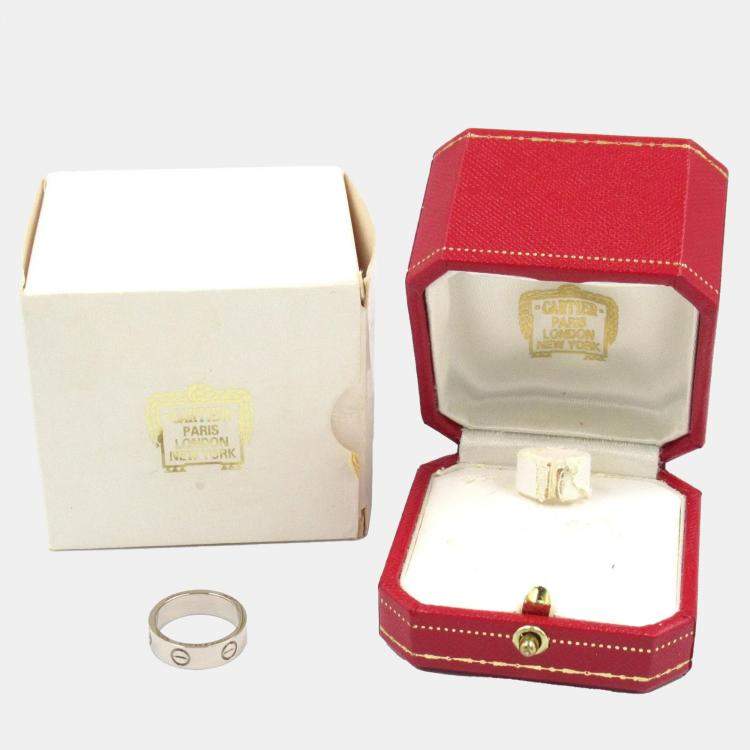 Pre Owned Cartier Love 18K White Gold Band Ring EU 51