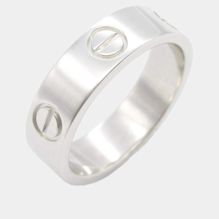 Pre Owned Cartier Love 18K White Gold Band Ring EU 54