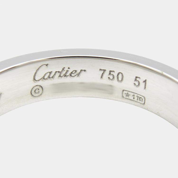 Pre Owned Cartier Love 18K White Gold and Diamond Band Ring EU 51