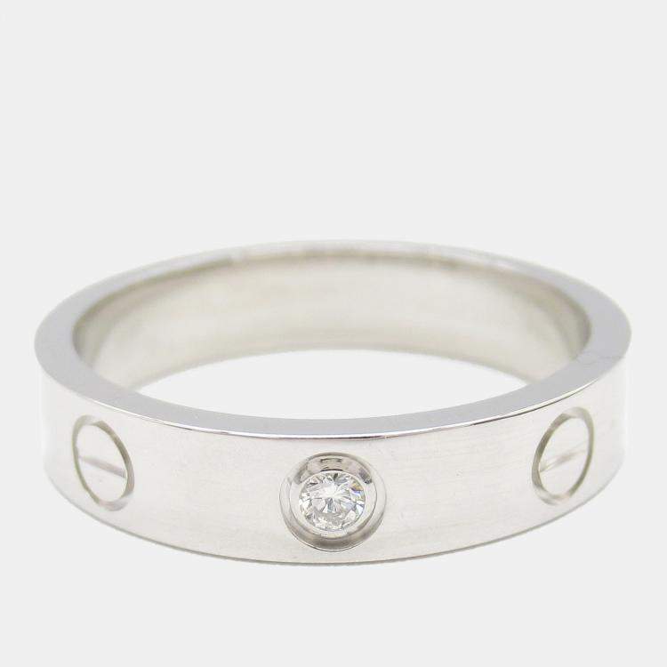 Pre Owned Cartier Love 18K White Gold and Diamond Band Ring EU 51