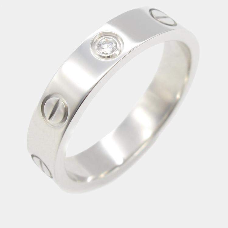 Pre Owned Cartier Love 18K White Gold and Diamond Band Ring EU 51