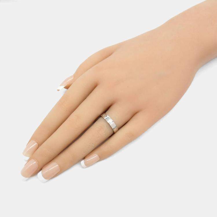 Pre Owned Cartier Love 18K White Gold and Diamond Band Ring EU 51