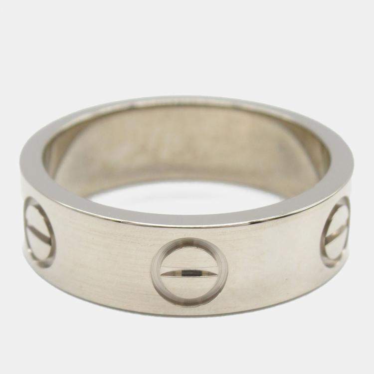 Pre Owned Cartier Love 18K White Gold Band Ring EU 50