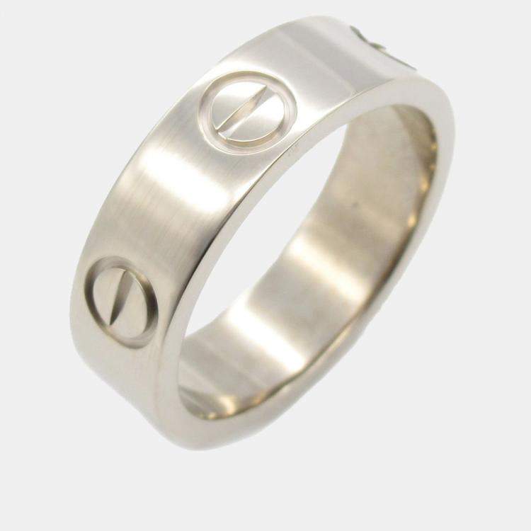 Pre Owned Cartier Love 18K White Gold Band Ring EU 50