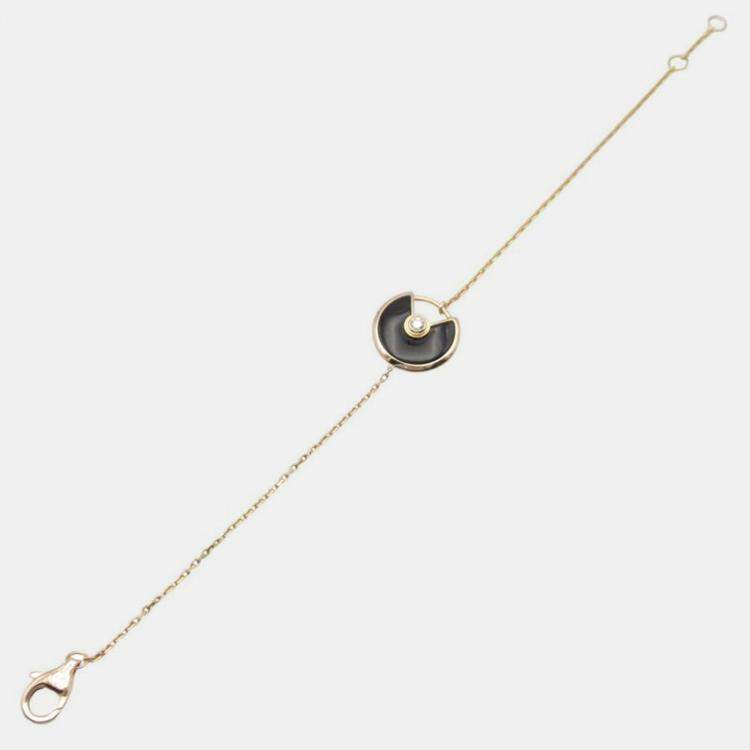 Pre Owned Cartier Amulette De Cartier 18K Rose Gold, Diamond, Onyx Chain Bracelet