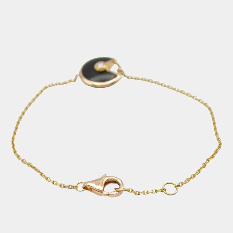 Pre Owned Cartier Amulette De Cartier 18K Rose Gold, Diamond, Onyx Chain Bracelet