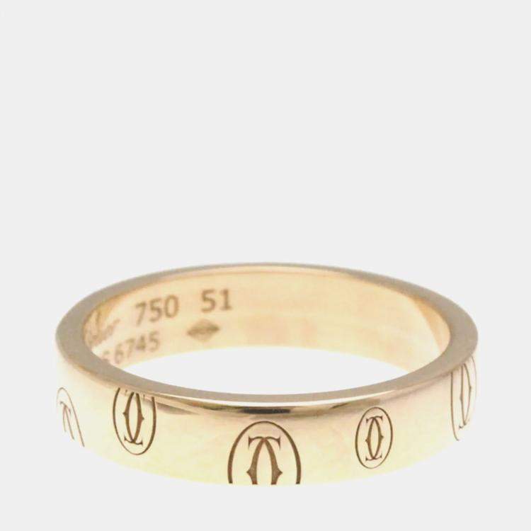 Pre Owned Cartier Happy Birthday 18K Rose Gold Band Ring EU 51