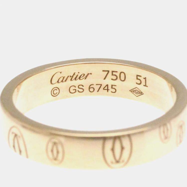 Pre Owned Cartier Happy Birthday 18K Rose Gold Band Ring EU 51