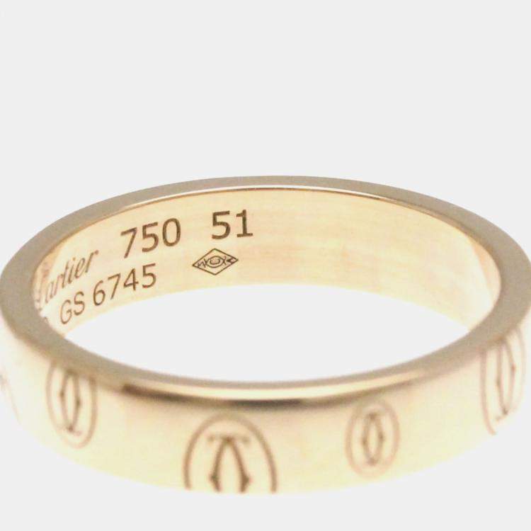 Pre Owned Cartier Happy Birthday 18K Rose Gold Band Ring EU 51