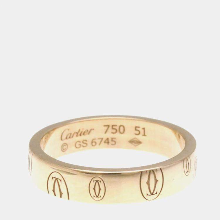 Pre Owned Cartier Happy Birthday 18K Rose Gold Band Ring EU 51
