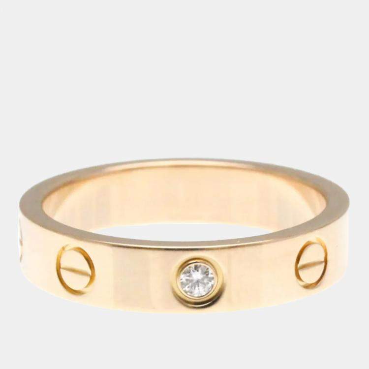 Pre Owned Cartier Love 18K Rose Gold and Diamond Band Ring EU 50