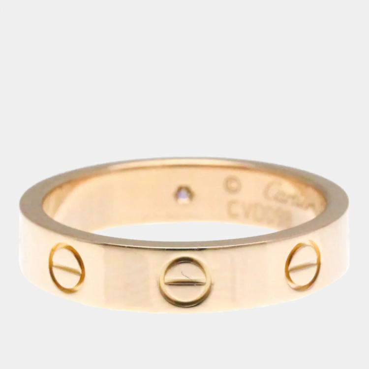 Pre Owned Cartier Love 18K Rose Gold and Diamond Band Ring EU 50