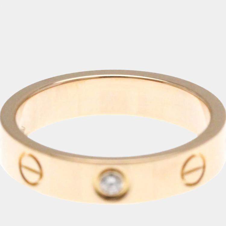 Pre Owned Cartier Love 18K Rose Gold and Diamond Band Ring EU 50