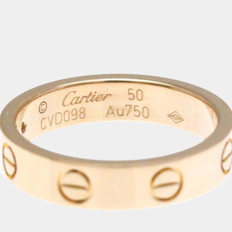 Pre Owned Cartier Love 18K Rose Gold and Diamond Band Ring EU 50