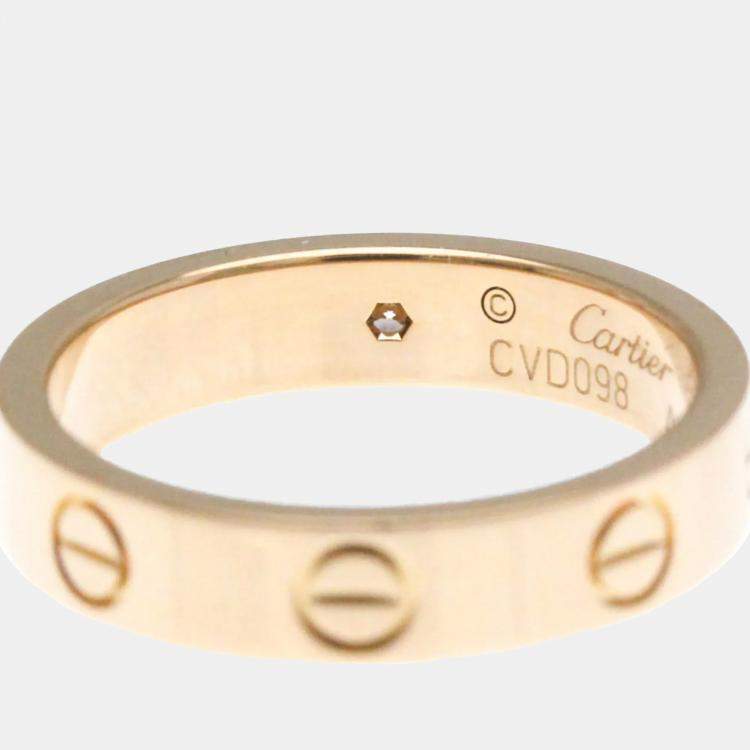 Pre Owned Cartier Love 18K Rose Gold and Diamond Band Ring EU 50