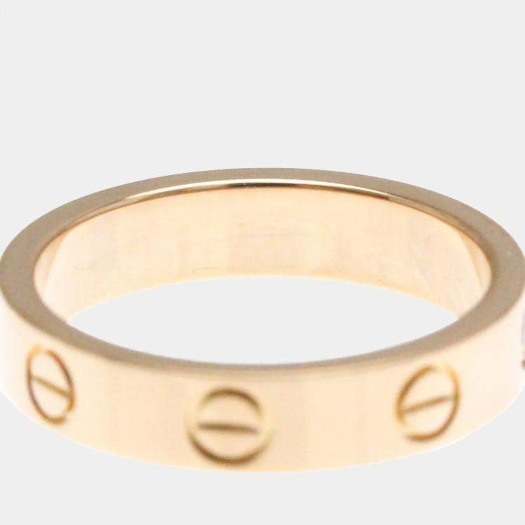 Pre Owned Cartier Love 18K Rose Gold and Diamond Band Ring EU 50