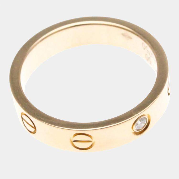 Pre Owned Cartier Love 18K Rose Gold and Diamond Band Ring EU 50