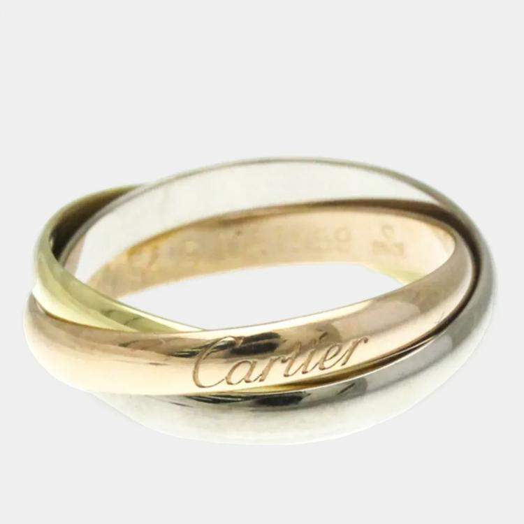 Pre Owned Cartier Trinity 18K Yellow, Rose, White Gold Band Ring EU 54