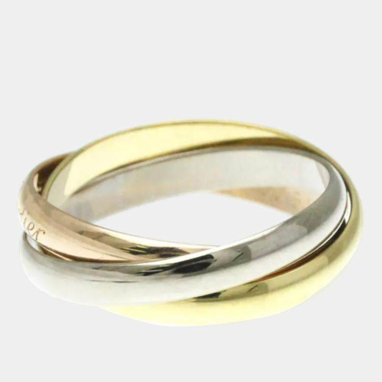 Pre Owned Cartier Trinity 18K Yellow, Rose, White Gold Band Ring EU 54