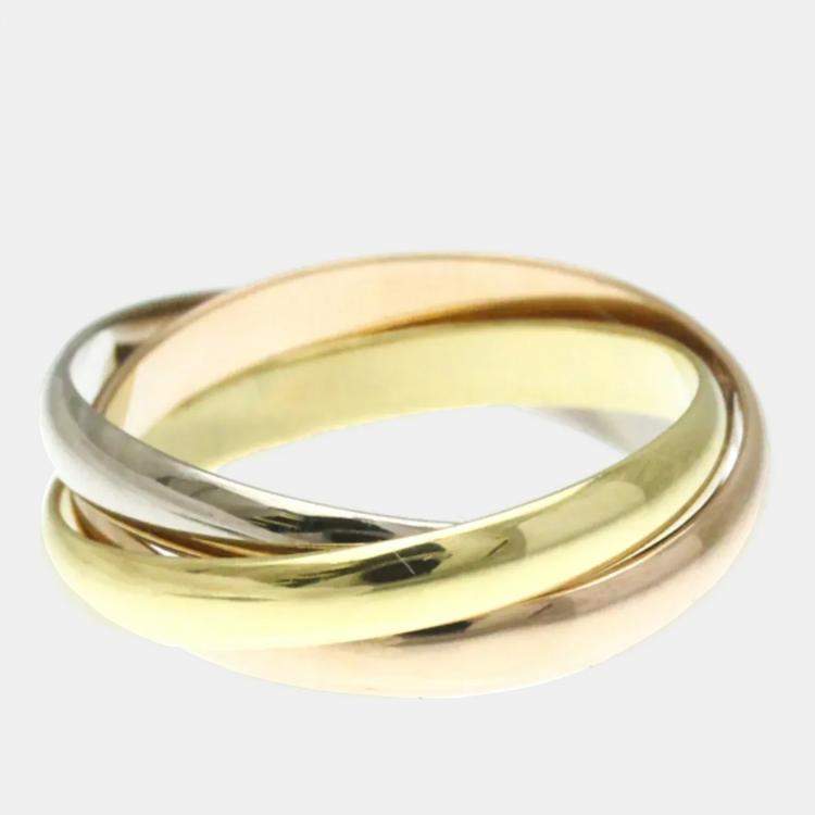 Pre Owned Cartier Trinity 18K Yellow, Rose, White Gold Band Ring EU 54