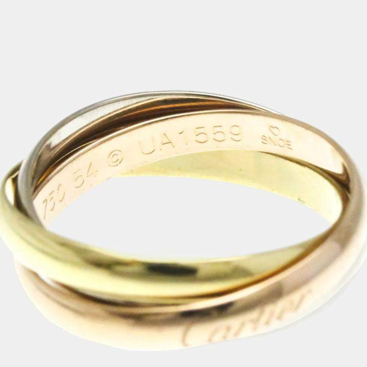 Pre Owned Cartier Trinity 18K Yellow, Rose, White Gold Band Ring EU 54