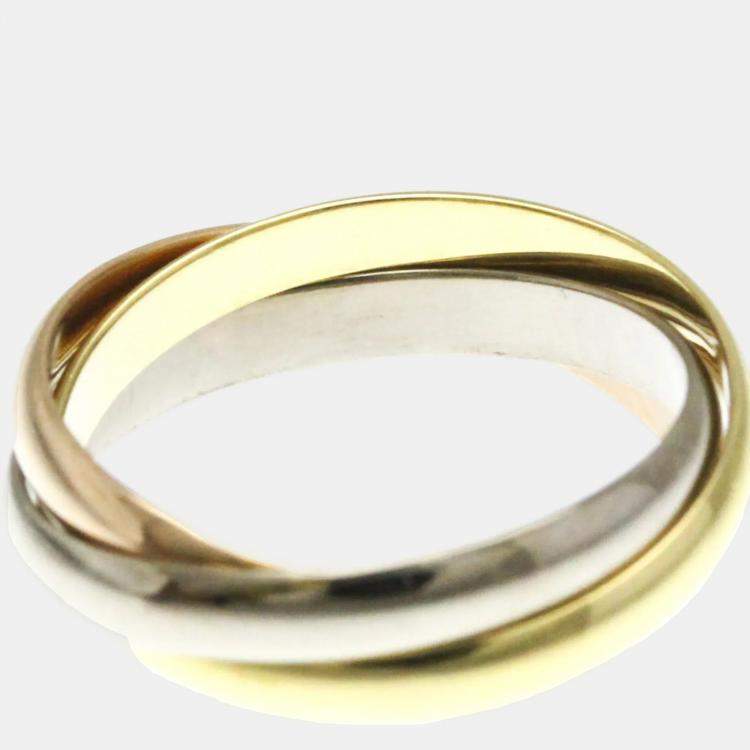 Pre Owned Cartier Trinity 18K Yellow, Rose, White Gold Band Ring EU 54