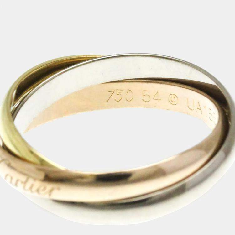 Pre Owned Cartier Trinity 18K Yellow, Rose, White Gold Band Ring EU 54