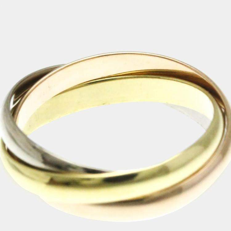 Pre Owned Cartier Trinity 18K Yellow, Rose, White Gold Band Ring EU 54