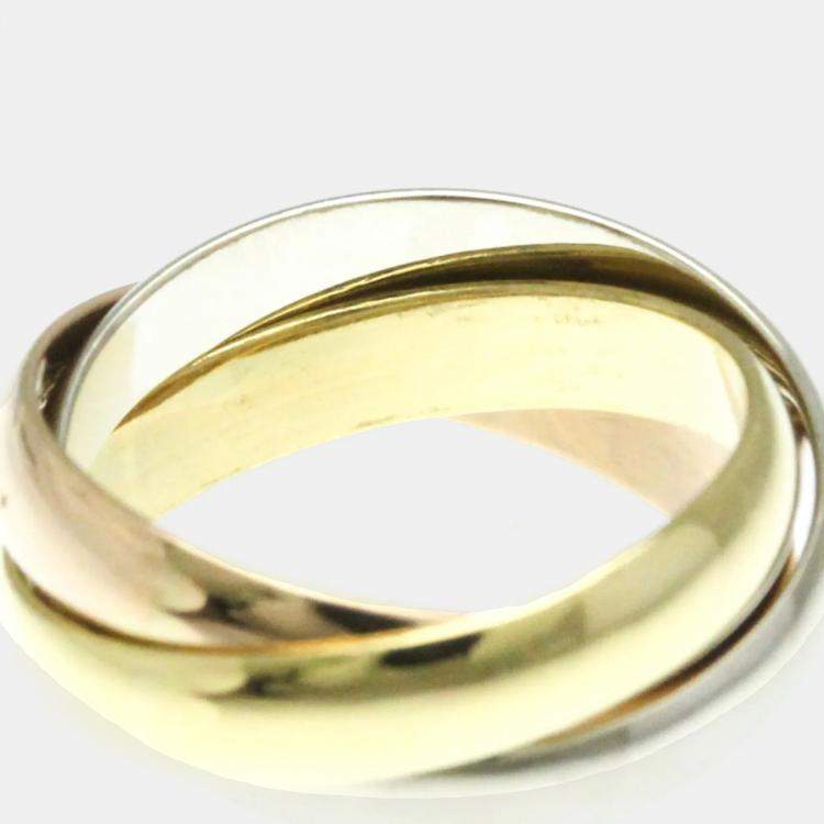 Pre Owned Cartier Trinity 18K Yellow, Rose, White Gold Band Ring EU 50