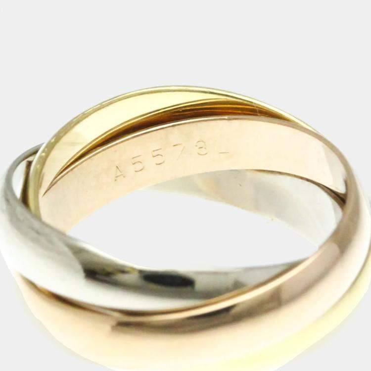 Pre Owned Cartier Trinity 18K Yellow, Rose, White Gold Band Ring EU 50