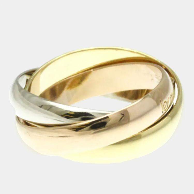 Pre Owned Cartier Trinity 18K Yellow, Rose, White Gold Band Ring EU 50