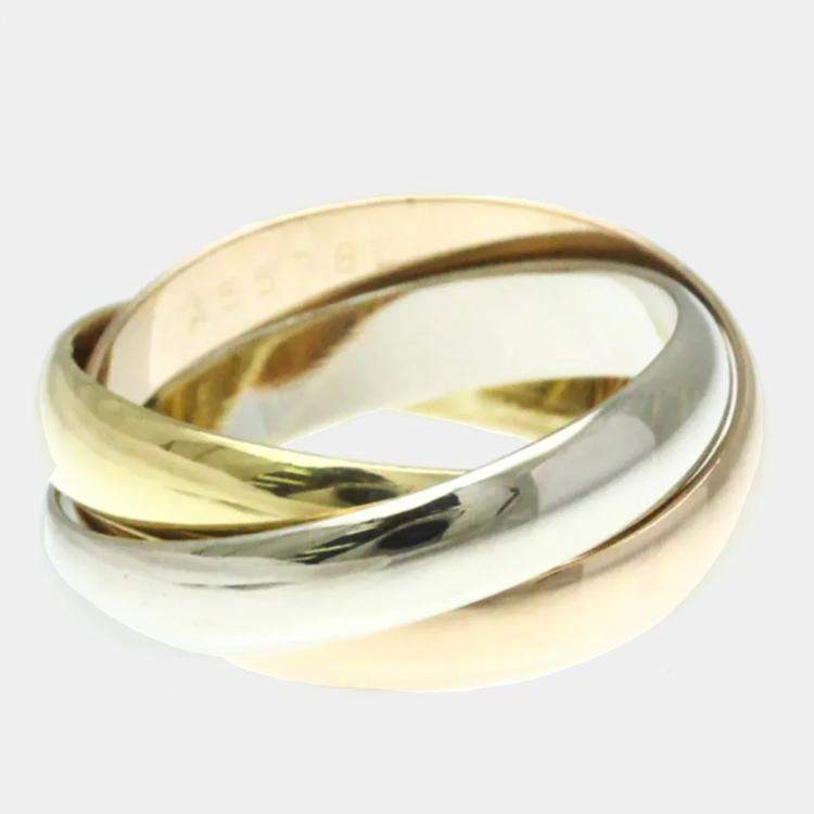 Pre Owned Cartier Trinity 18K Yellow, Rose, White Gold Band Ring EU 50
