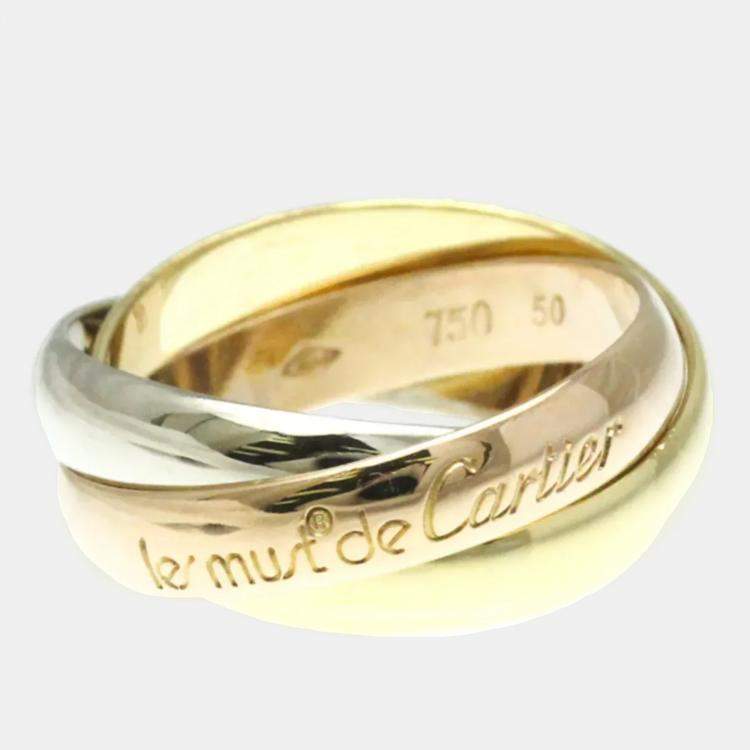 Pre Owned Cartier Trinity 18K Yellow, Rose, White Gold Band Ring EU 50