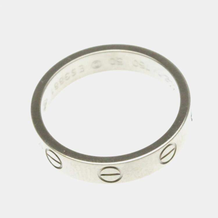 Pre Owned Cartier Mini Love 18K White Gold Ring EU 50