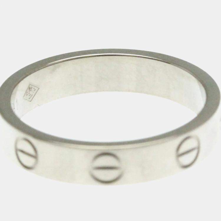 Pre Owned Cartier Mini Love 18K White Gold Ring EU 50