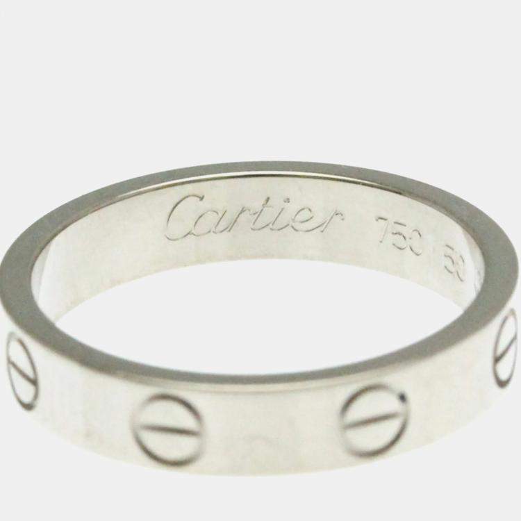 Pre Owned Cartier Mini Love 18K White Gold Ring EU 50