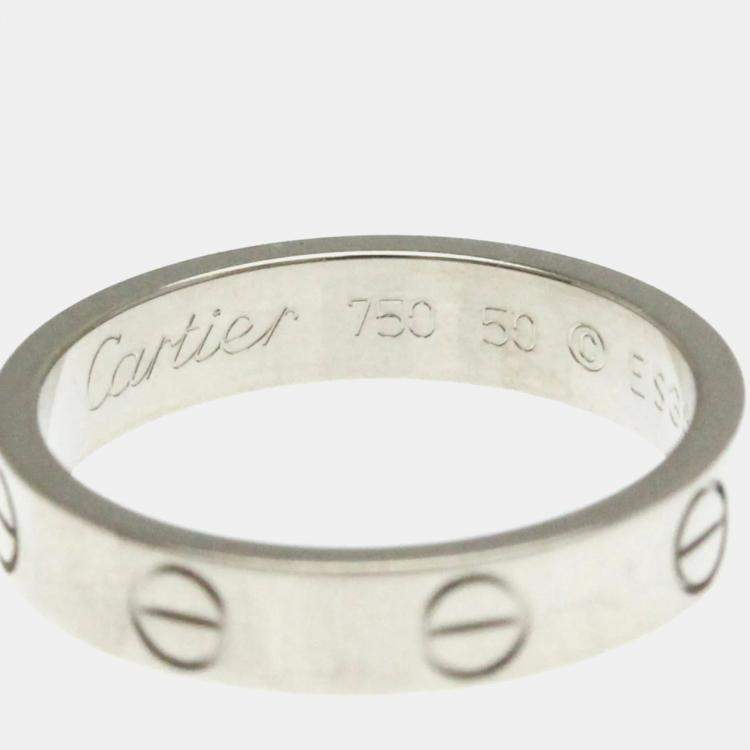 Pre Owned Cartier Mini Love 18K White Gold Ring EU 50
