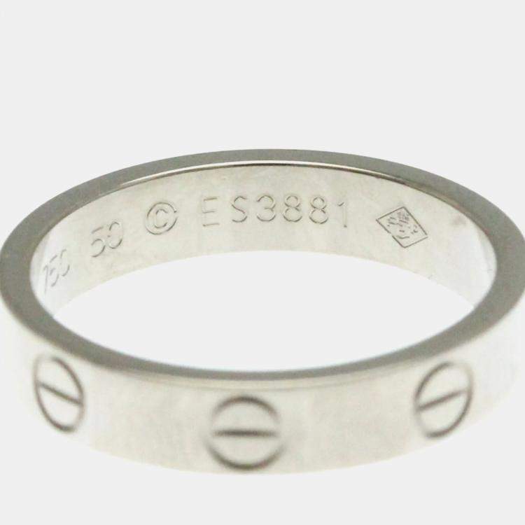 Pre Owned Cartier Mini Love 18K White Gold Ring EU 50