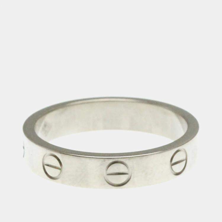 Pre Owned Cartier Mini Love 18K White Gold Ring EU 50