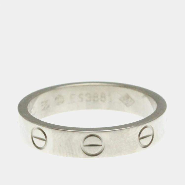 Pre Owned Cartier Mini Love 18K White Gold Ring EU 50